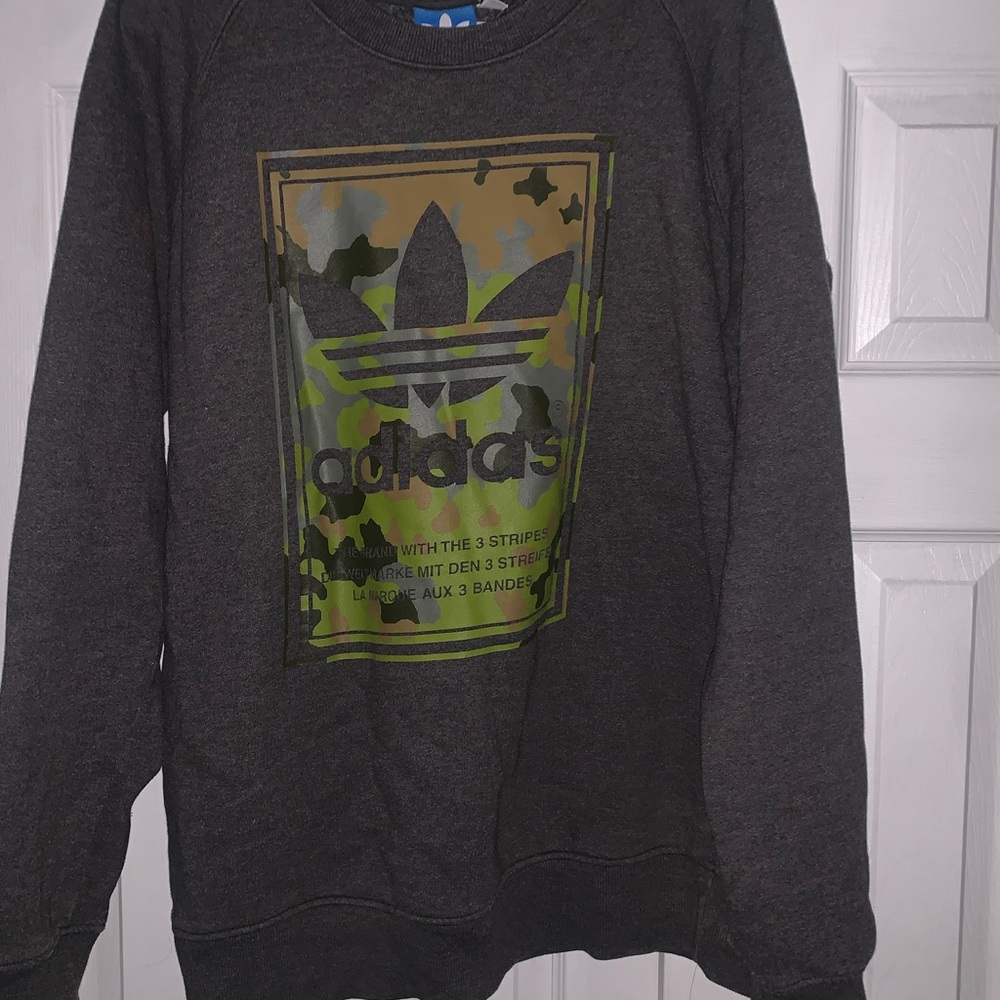 Adidas Gray Sweatshirt with Trefoil Logo